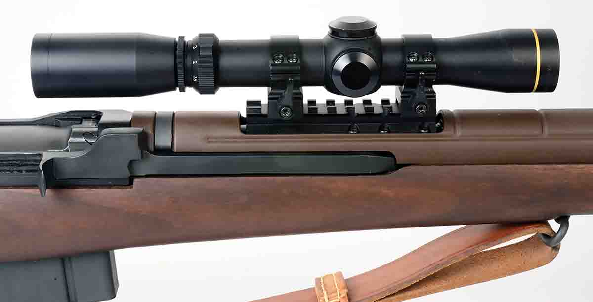 The M1A Squad Scout comes with a Picatinny rail atop the handguard. Mike mounted a Leupold Scout Scope on the barrel.